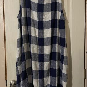 Blue and White Checkered Sleeveless Dress